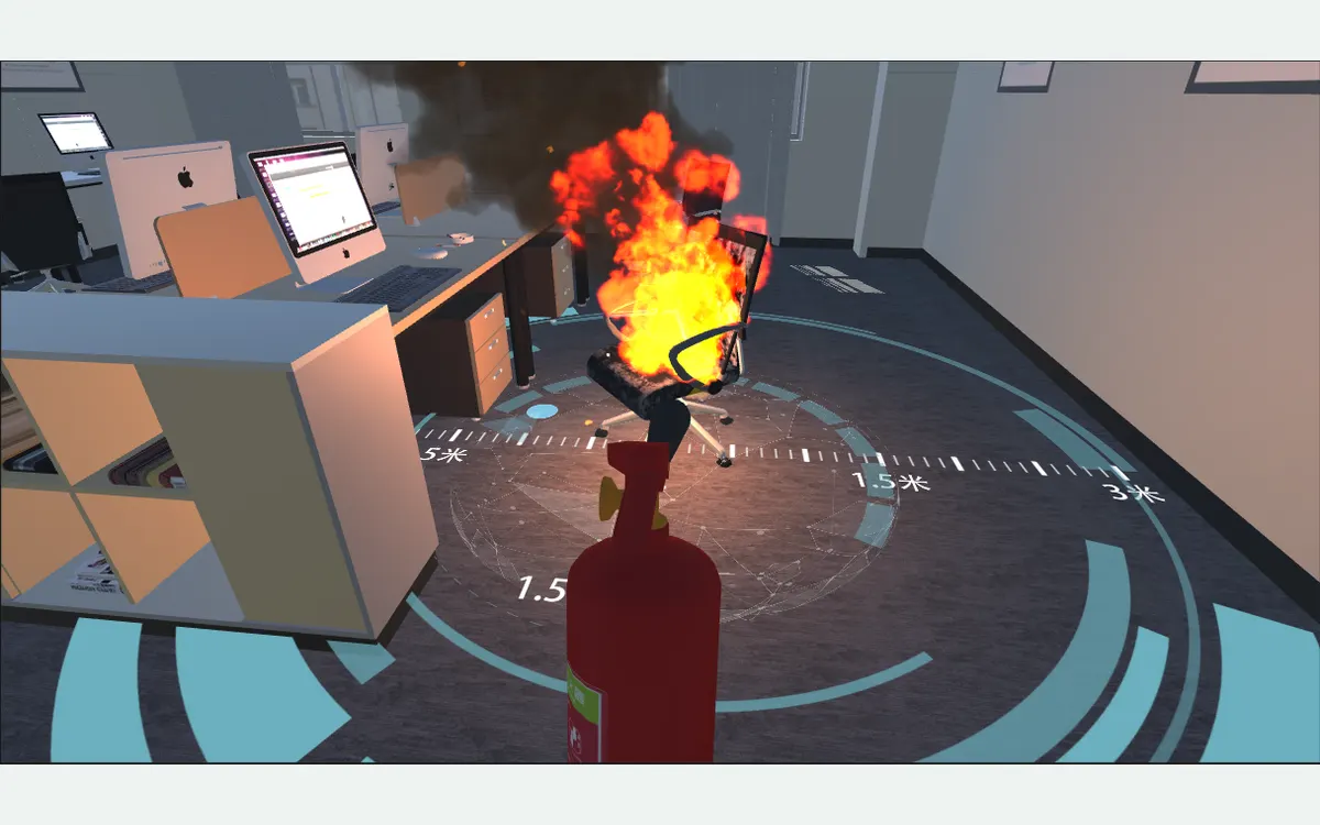 VR消防安全:VR办公室火灾考核体验