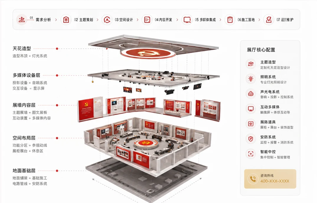 党建展厅分层搭建与核心配置