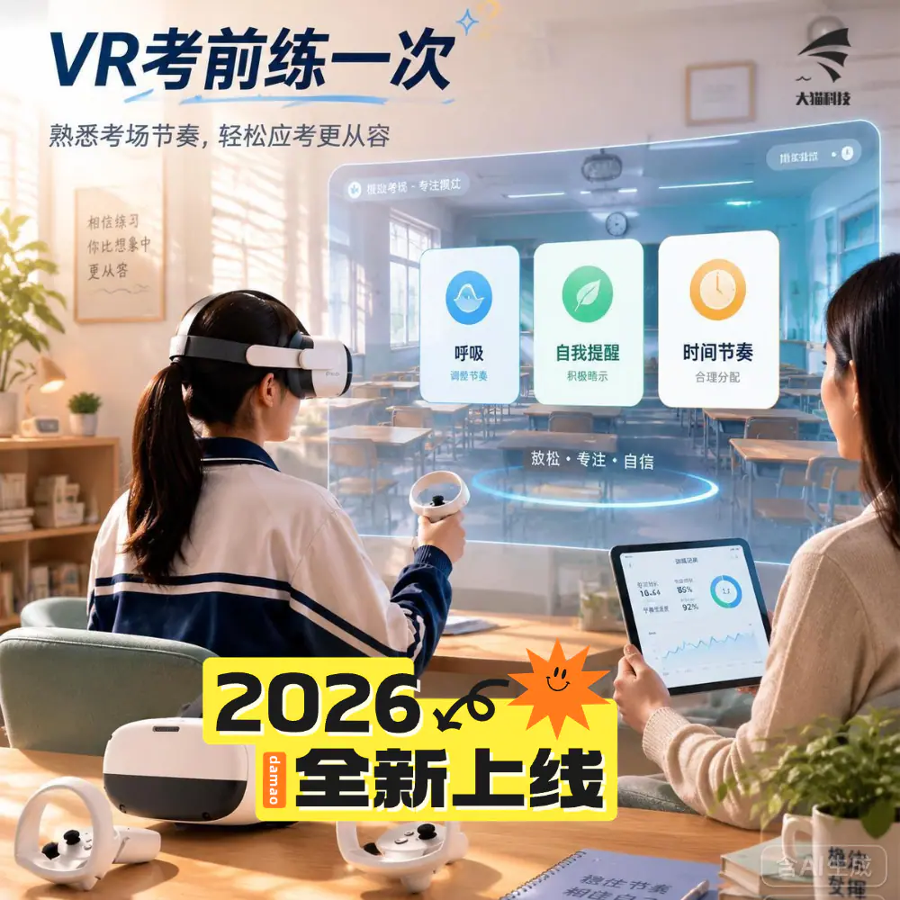 VR考场心理支持:让学生先在虚拟场景里练一次
